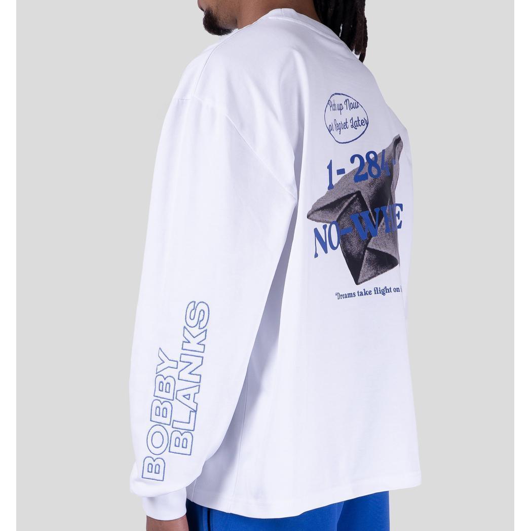 BOOKMARK LONGSLEEVE WHITE/COBALT-Bobby Blanks-Mansion Clothing
