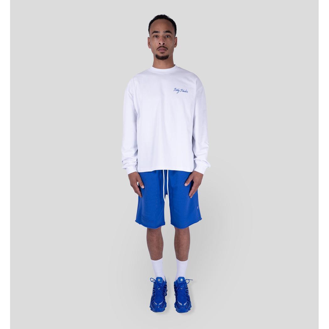 BOOKMARK LONGSLEEVE WHITE/COBALT-Bobby Blanks-Mansion Clothing