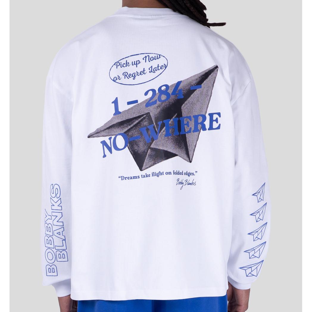 BOOKMARK LONGSLEEVE WHITE/COBALT-Bobby Blanks-Mansion Clothing
