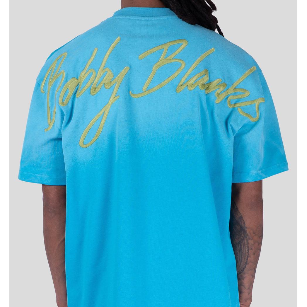 BRIXTON TEE AQUA/CHARTREUSE-Bobby Blanks-Mansion Clothing