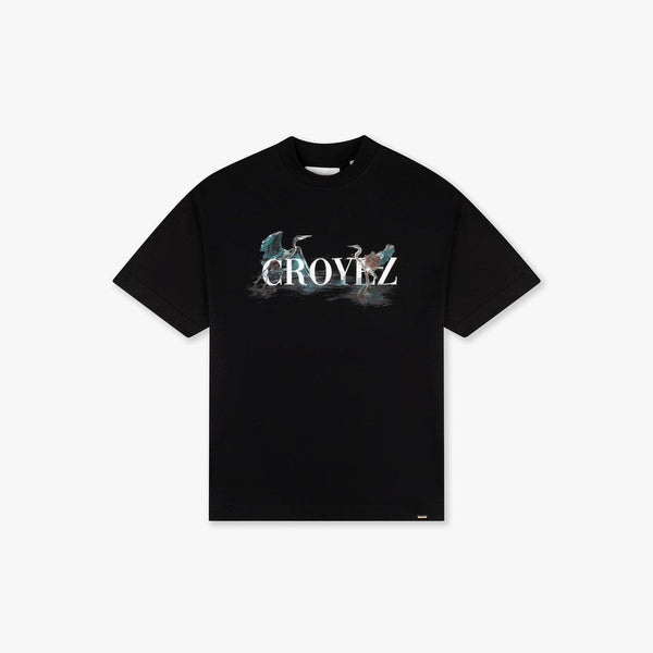 Blue Heron T-shirt Vintage Black-CROYEZ-Mansion Clothing