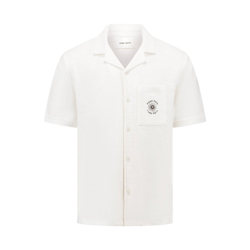 Bouclé Shortsleeve Shirt - Off White-Pure Path-Mansion Clothing