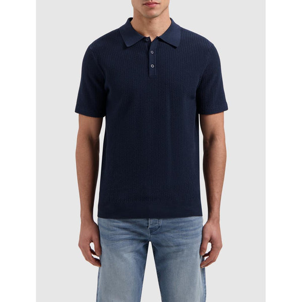 Braided Knitwear Polo Navy