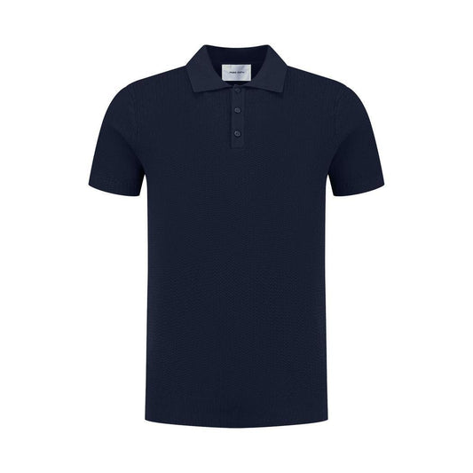 Braided Knitwear Polo Navy-Pure Path-Mansion Clothing