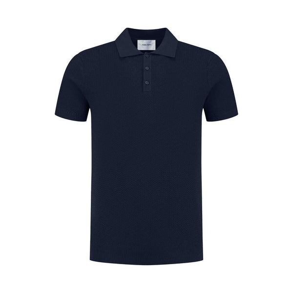 Braided Knitwear Polo Navy