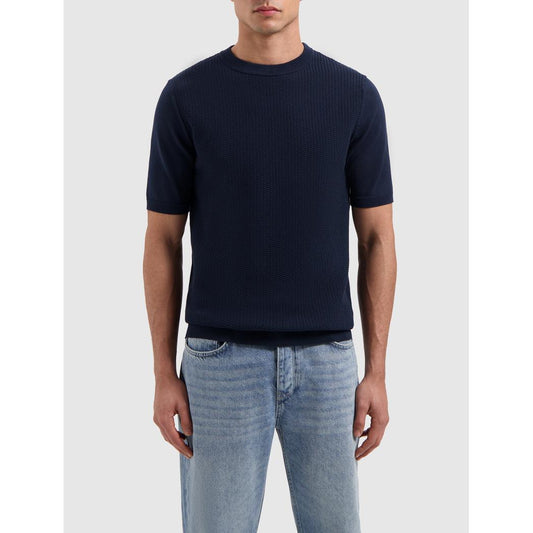 Braided Knitwear Tee Navy-Pure Path-Mansion Clothing