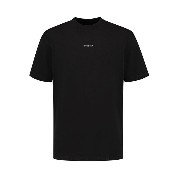 Brushstroke Initial T-shirt - Black-Pure Path-Mansion Clothing