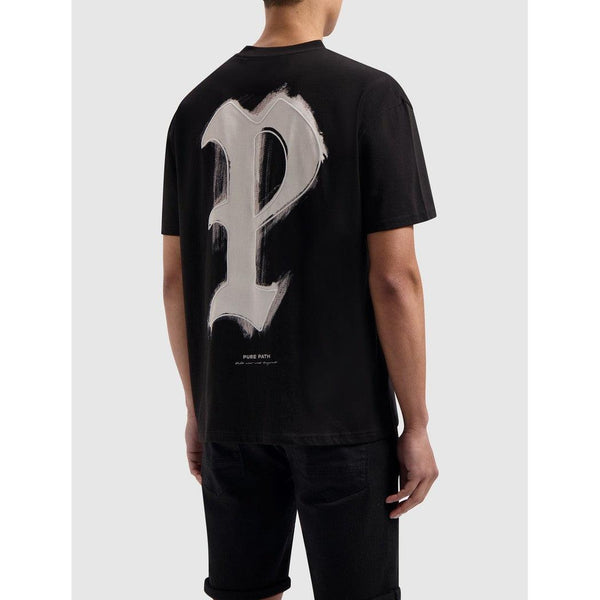 Brushstroke Initial T-shirt - Black