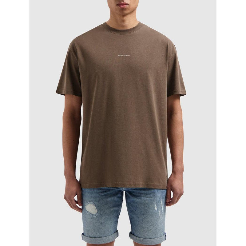 Brushstroke Initial T-shirt - Brown-Pure Path-Mansion Clothing