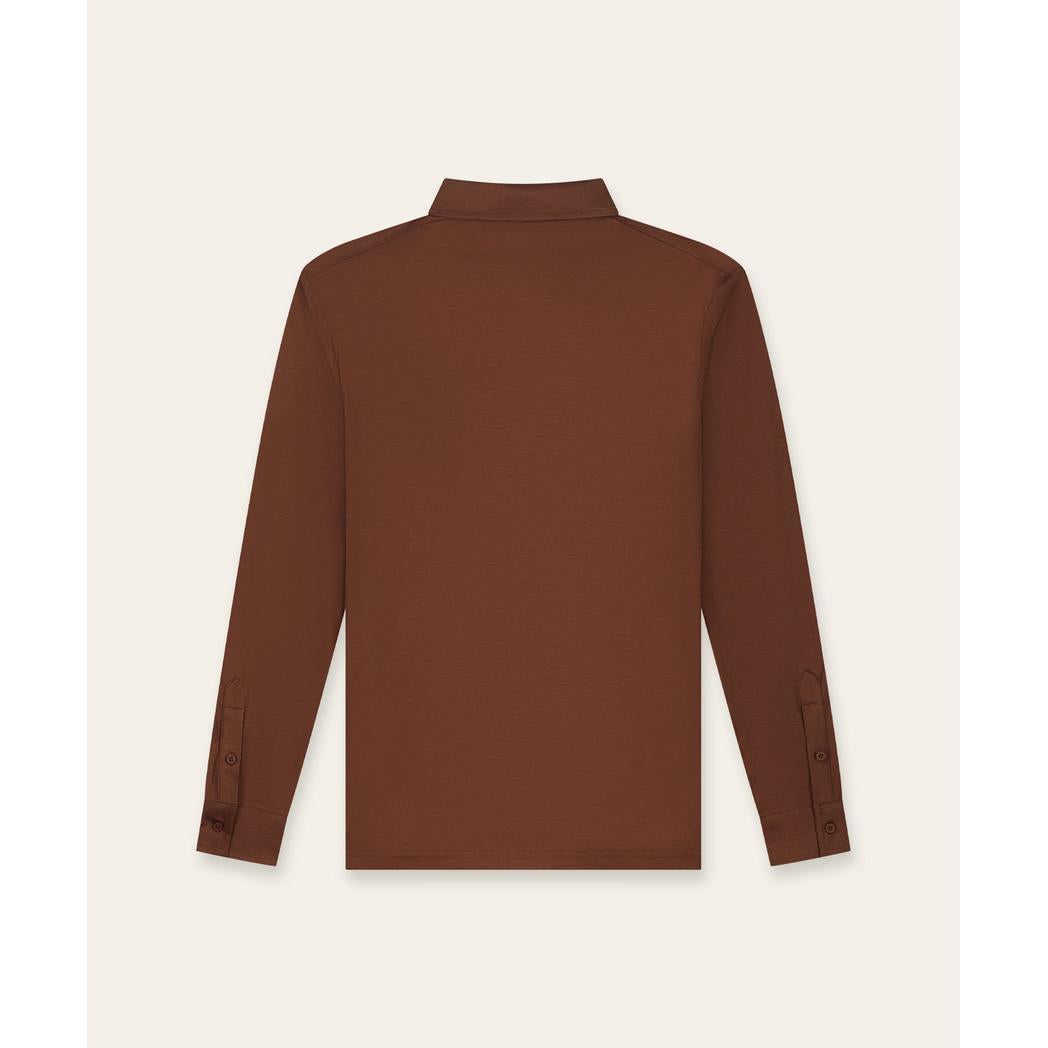 Buttoned Longsleeve Polo Copper-Tria D'oro-Mansion Clothing