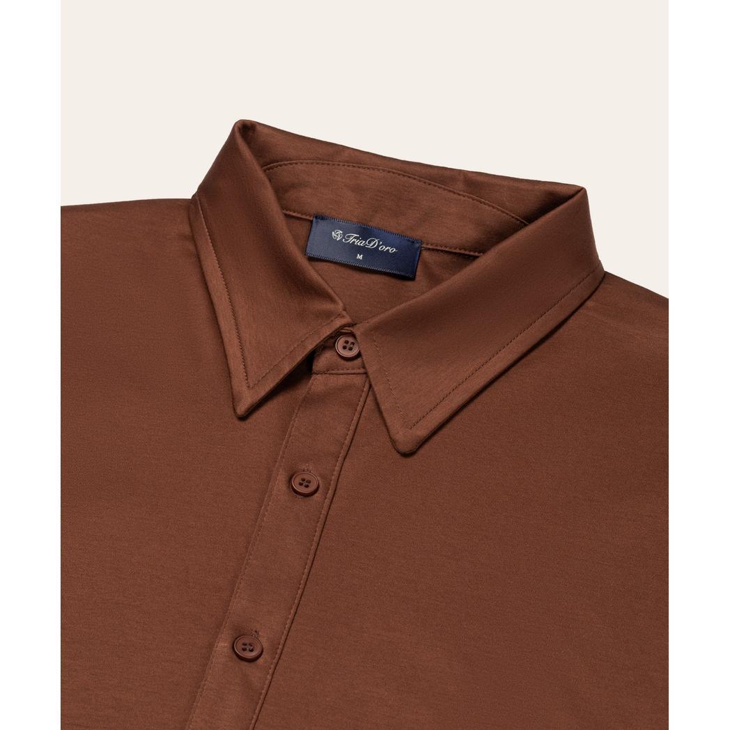 Buttoned Longsleeve Polo Copper-Tria D'oro-Mansion Clothing