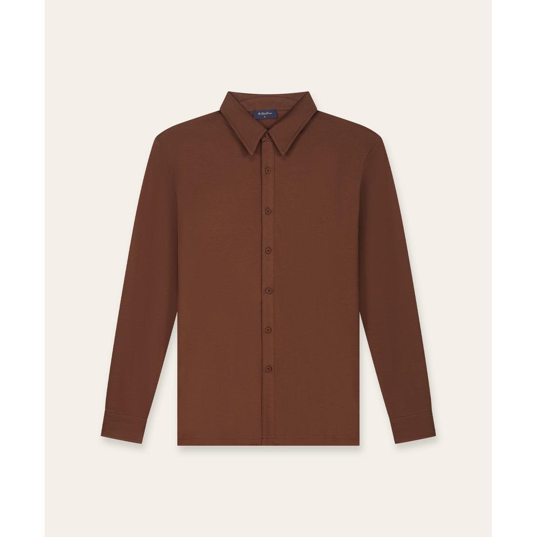 Buttoned Longsleeve Polo Copper-Tria D'oro-Mansion Clothing