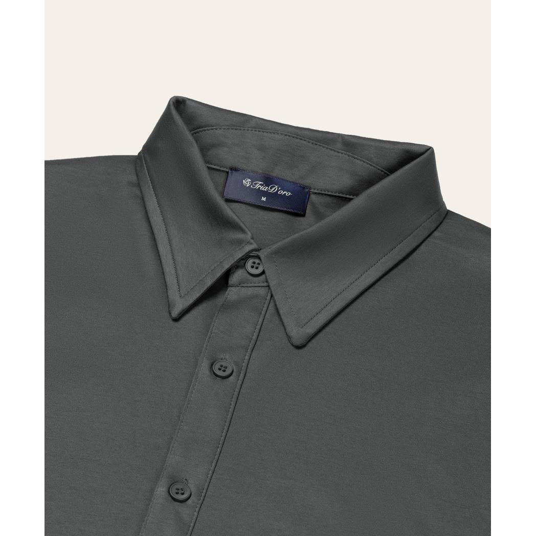 Buttoned Longsleeve Polo Slate Grey-Tria D'oro-Mansion Clothing