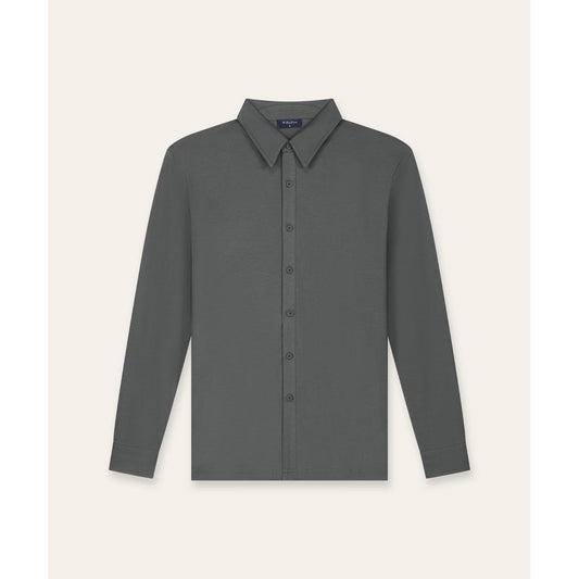 Buttoned Longsleeve Polo Slate Grey-Tria D'oro-Mansion Clothing