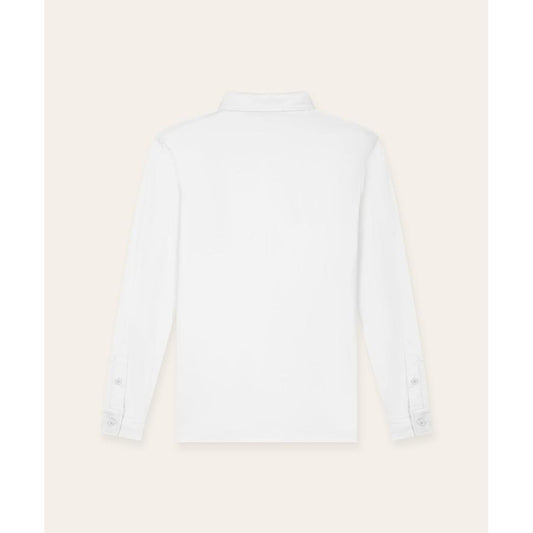 Buttoned Longsleeve Polo White-Tria D'oro-Mansion Clothing