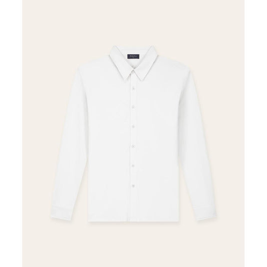 Buttoned Longsleeve Polo White-Tria D'oro-Mansion Clothing