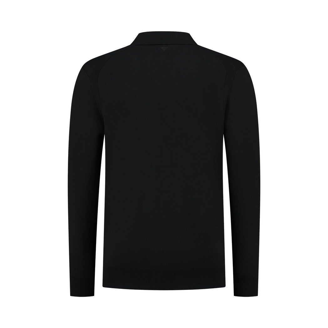 Buttonless Polo Knitwear Black-Pure Path-Mansion Clothing