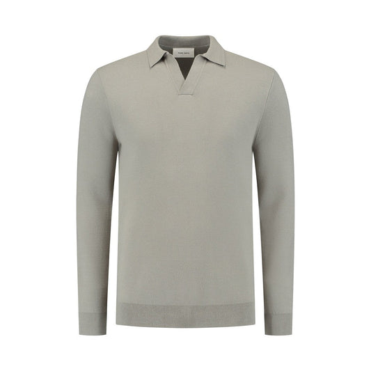 Buttonless Polo Knitwear Taupe-Pure Path-Mansion Clothing