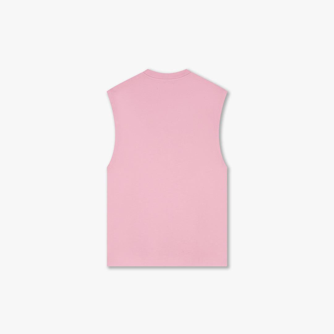 Back view of a plain Winners Sleeveless t-shirt in light pink with a crew neck.