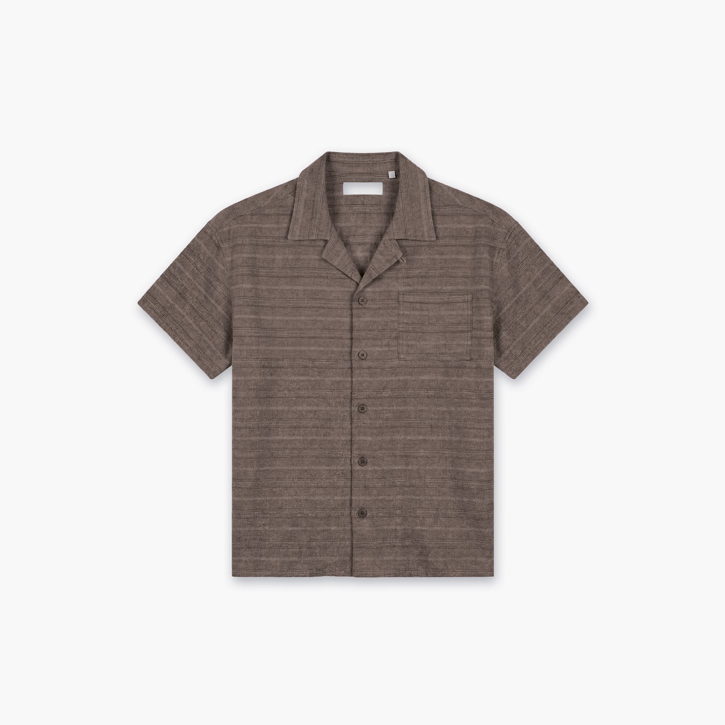 Vintage brown flannel shirt with short sleeves, open collar, and a chest pocket.