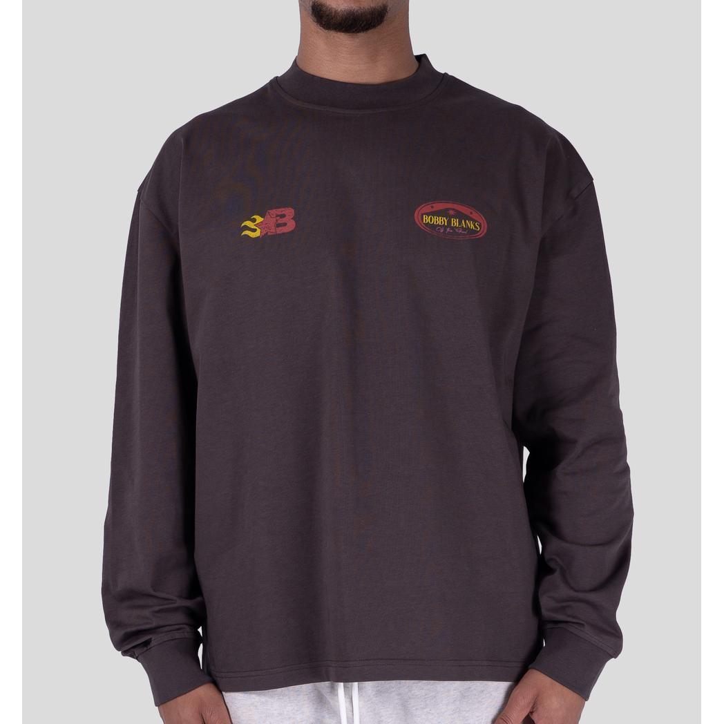 CREST LONGSLEEVE BROWN/RED-Bobby Blanks-Mansion Clothing