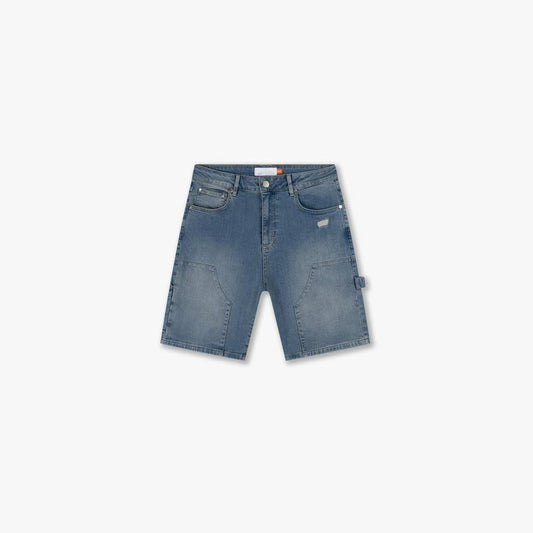 Carpenter Denim Shorts Light Blue-CROYEZ-Mansion Clothing