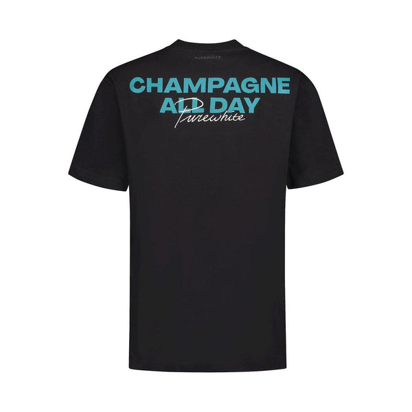 Champagne All Day Script T-shirt-Purewhite-Mansion Clothing