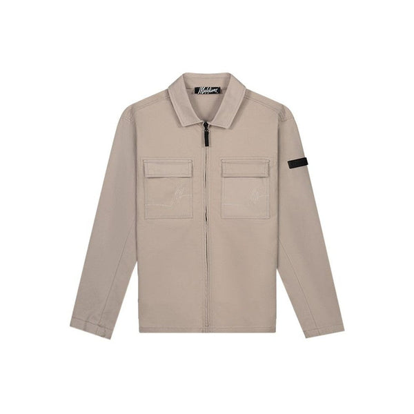 Cotton Zip Overshirt Beige-Malelions-Mansion Clothing
