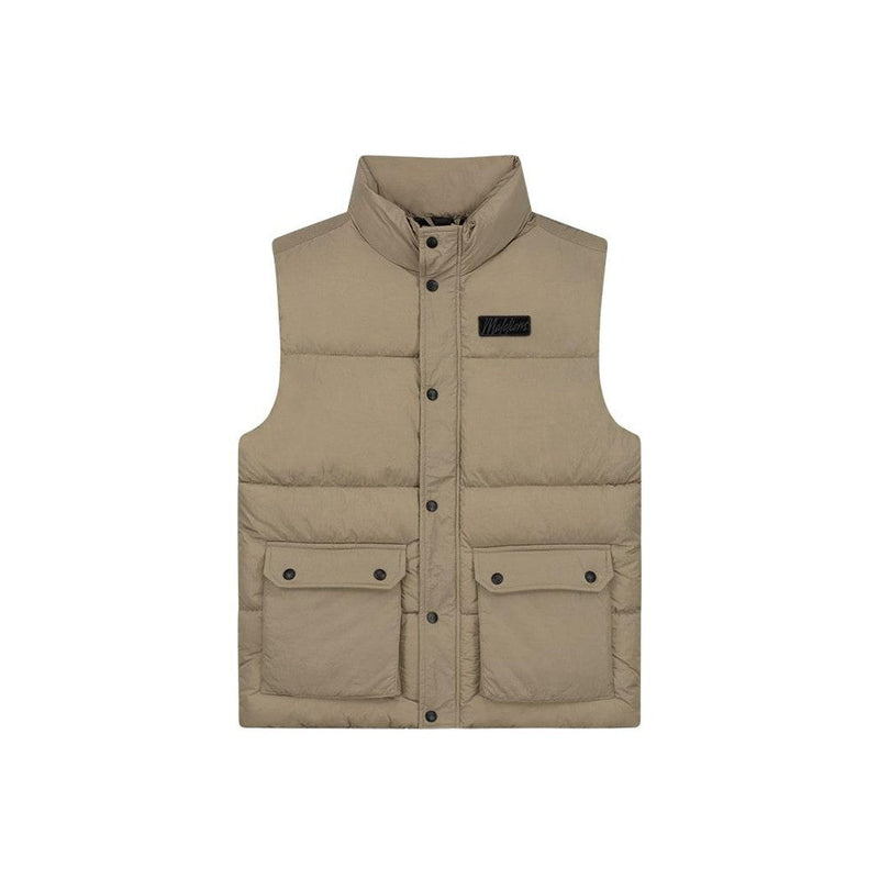 Crinkle Padded Vest Taupe