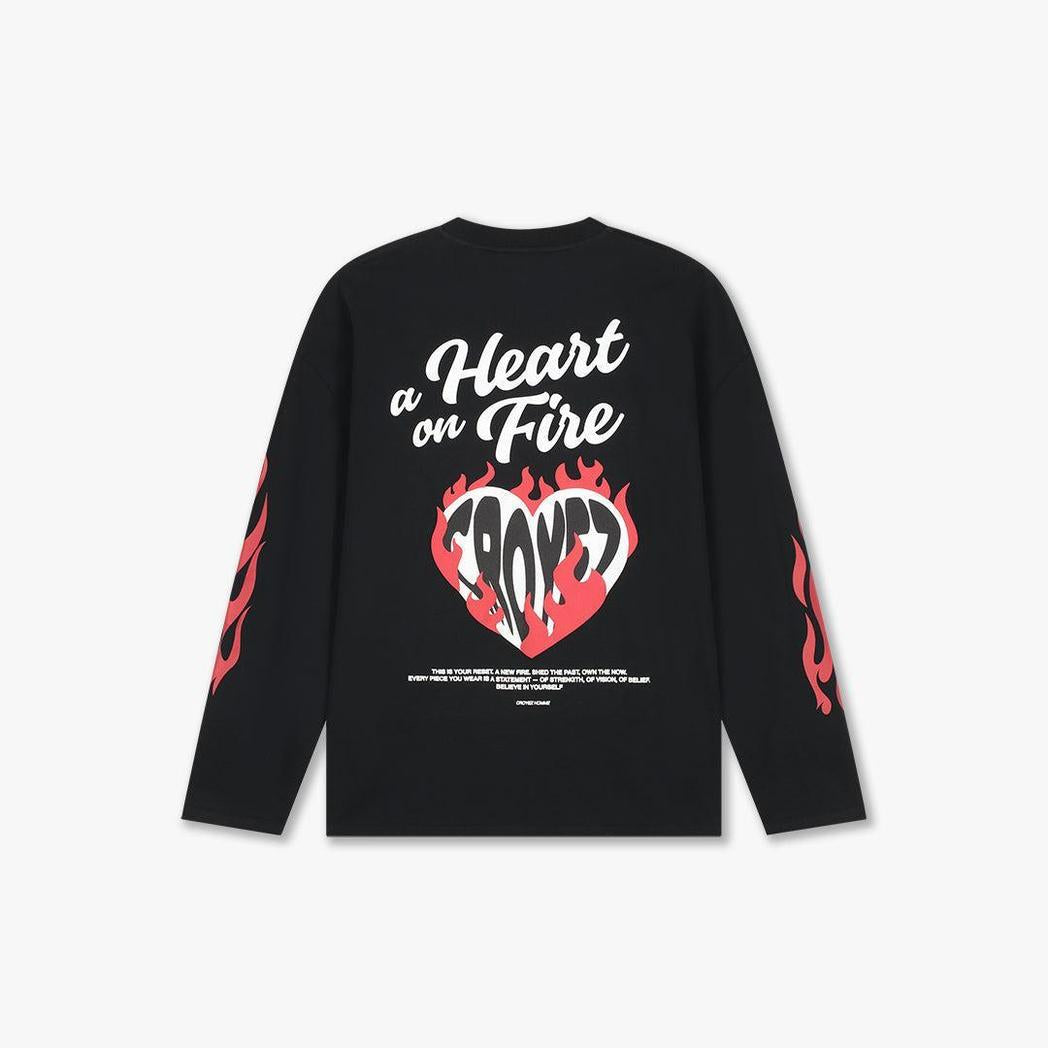 Croyez Heart On Fire Longsleeve Vintage Black-Croyez-Mansion Clothing