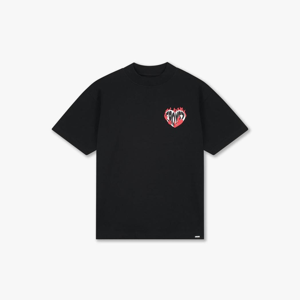 Croyez Heart On Fire T-Shirt Vintage Black-Croyez-Mansion Clothing