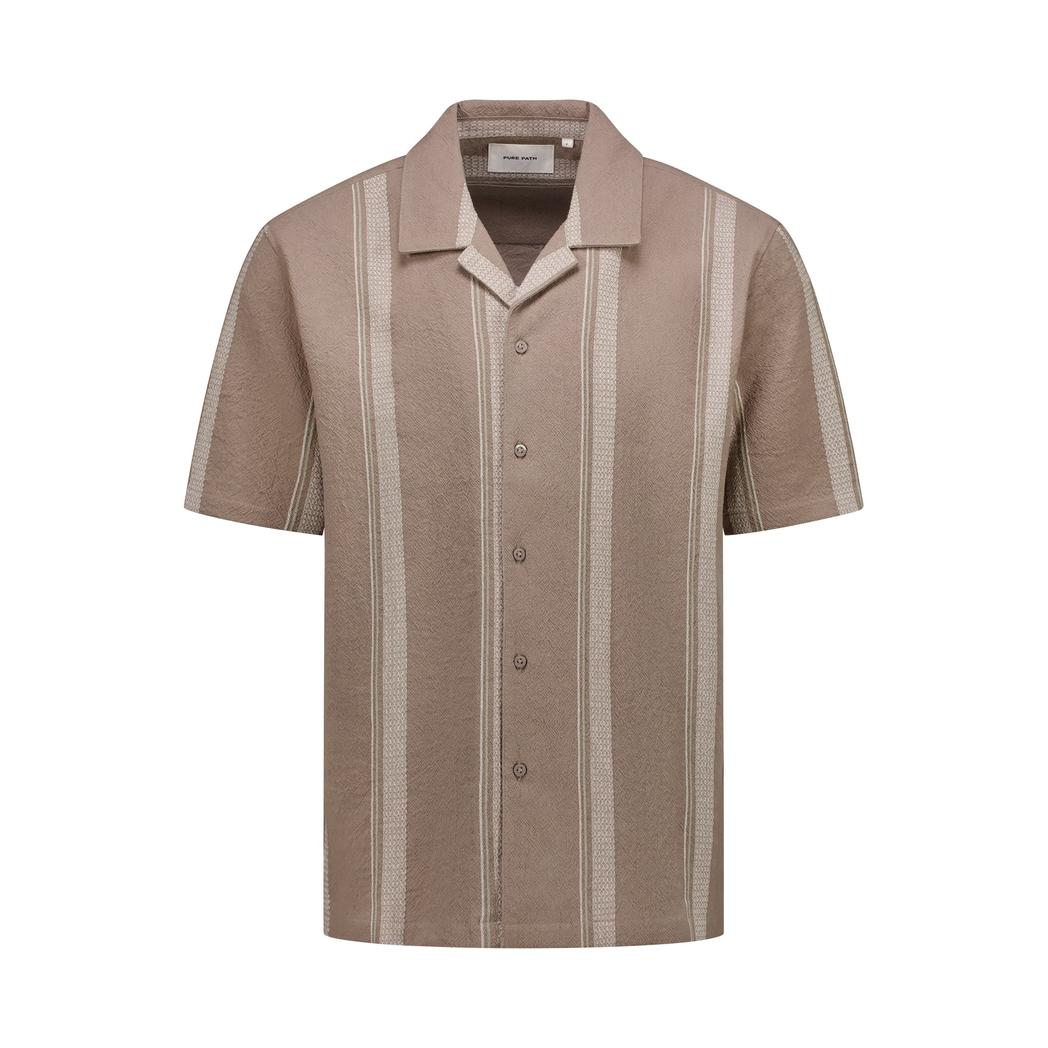 Cuban Collar Shirt Taupe-Pure Path-Mansion Clothing