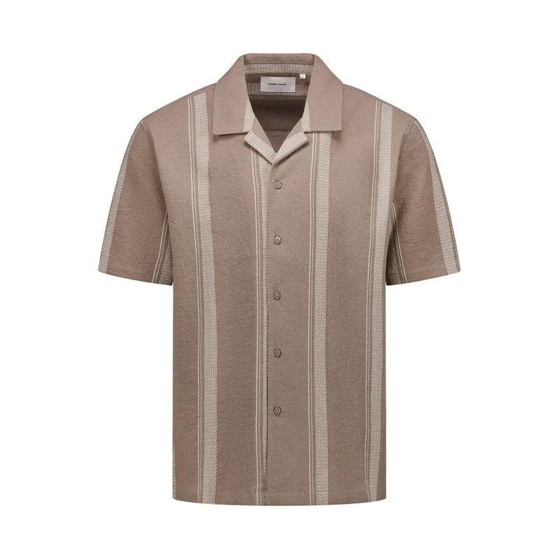 Cuban Collar Shirt Taupe-Pure Path-Mansion Clothing