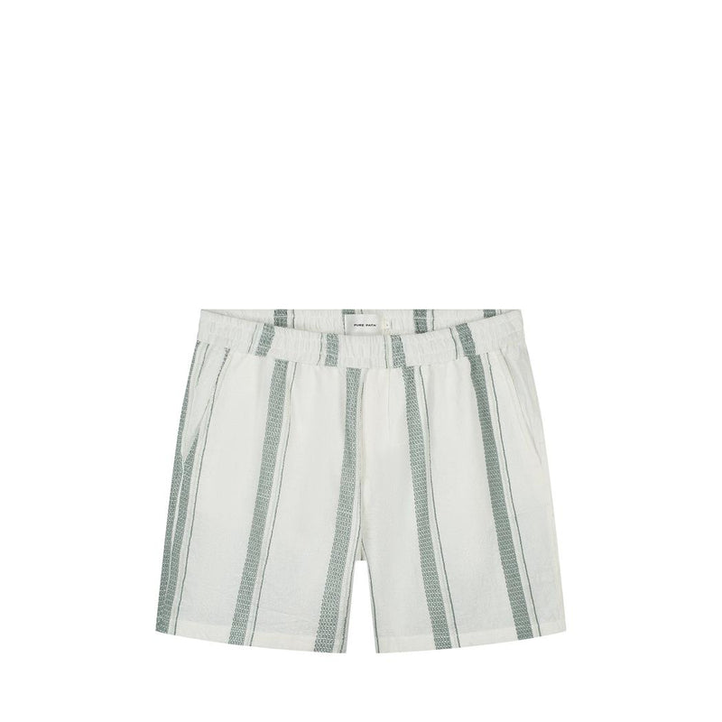 Cuban Striped Shorts Off White-Pure Path-Mansion Clothing