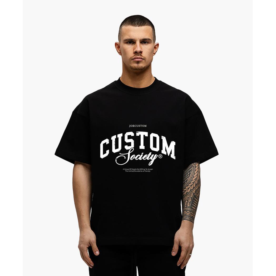 Custom Society Summer Set Loose Fit T-Shirt Black-JORCUSTOM-Mansion Clothing