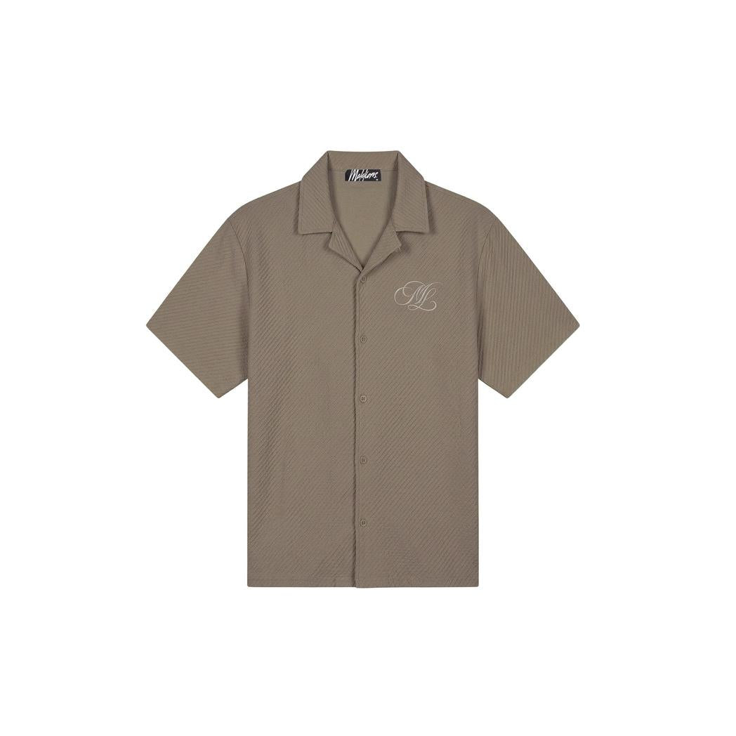 Diagonal Seersucker Shirt Dark Sage-Malelions-Mansion Clothing