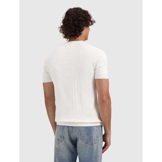 Drop-needle Knit T-shirt Off White