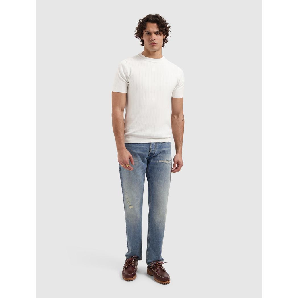 Drop-needle Knit T-shirt Off White