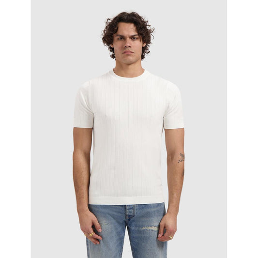 Drop-needle Knit T-shirt Off White