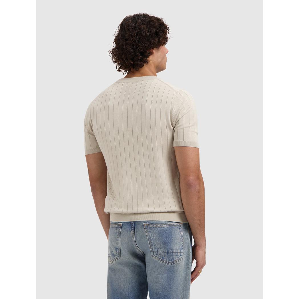 Drop-needle Knit T-shirt Sand