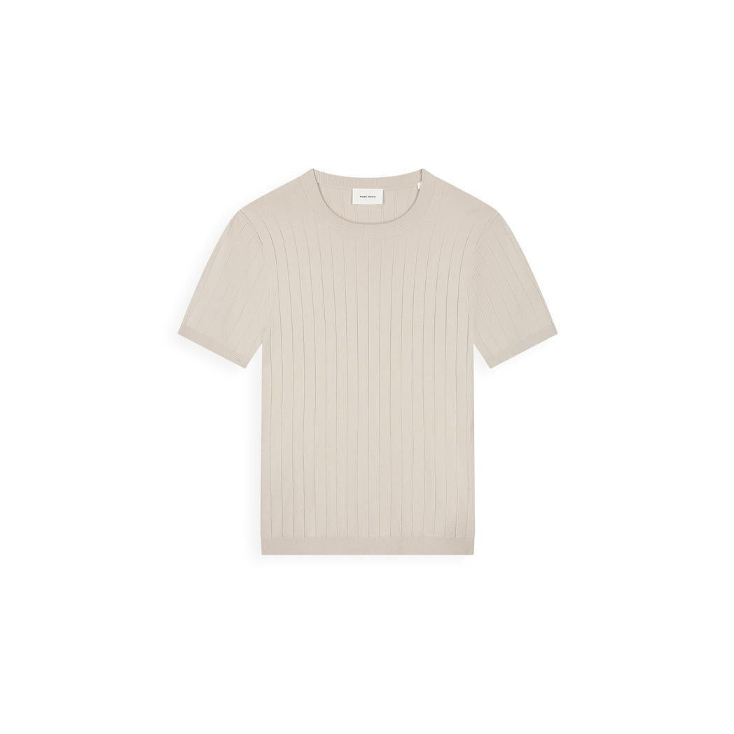 Drop-needle Knit T-shirt Sand
