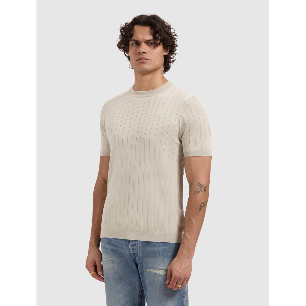 Drop-needle Knit T-shirt Sand