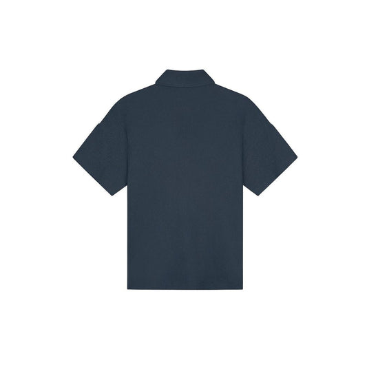 Emblem Seersucker Buttonless Polo Navy