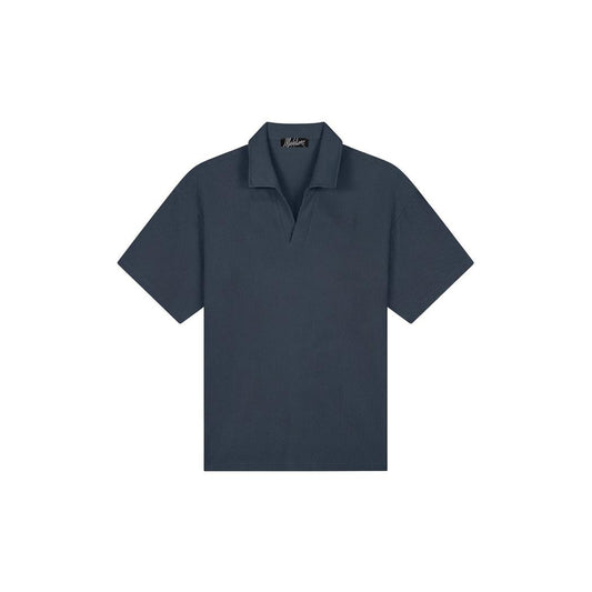 Emblem Seersucker Buttonless Polo Navy