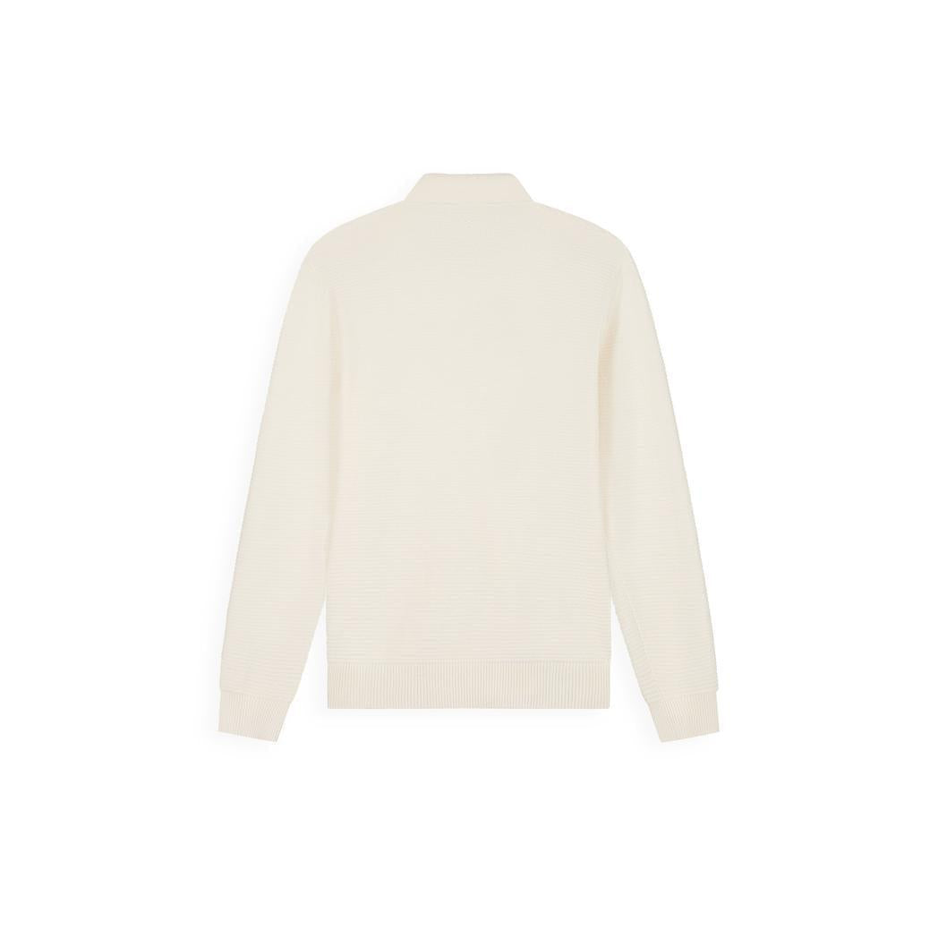 Embroidered Braided Knit Polo Off White