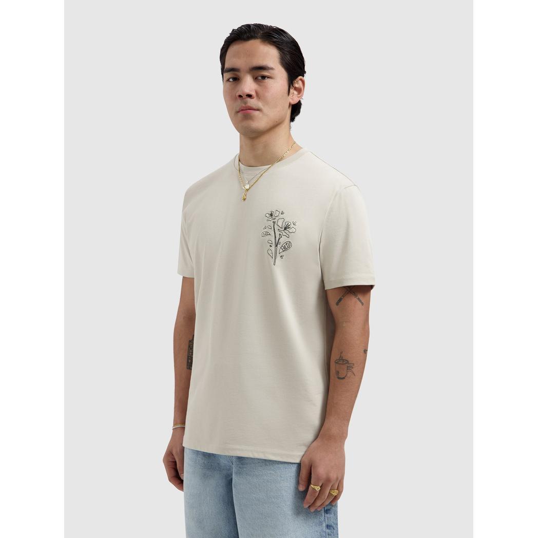 Embroidered Flower T-shirt Sand-Pure Path-Mansion Clothing