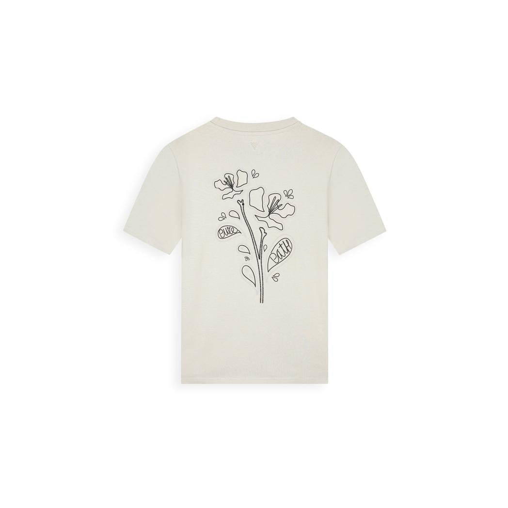 Embroidered Flower T-shirt Sand-Pure Path-Mansion Clothing