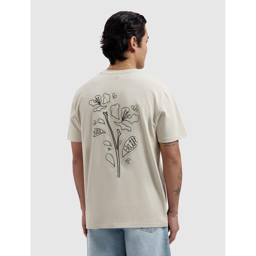 Embroidered Flower T-shirt Sand-Pure Path-Mansion Clothing