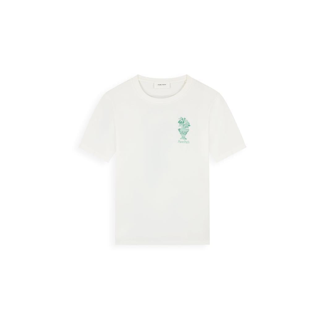 Embroidered Vase T-shirt Off White-Pure Path-Mansion Clothing