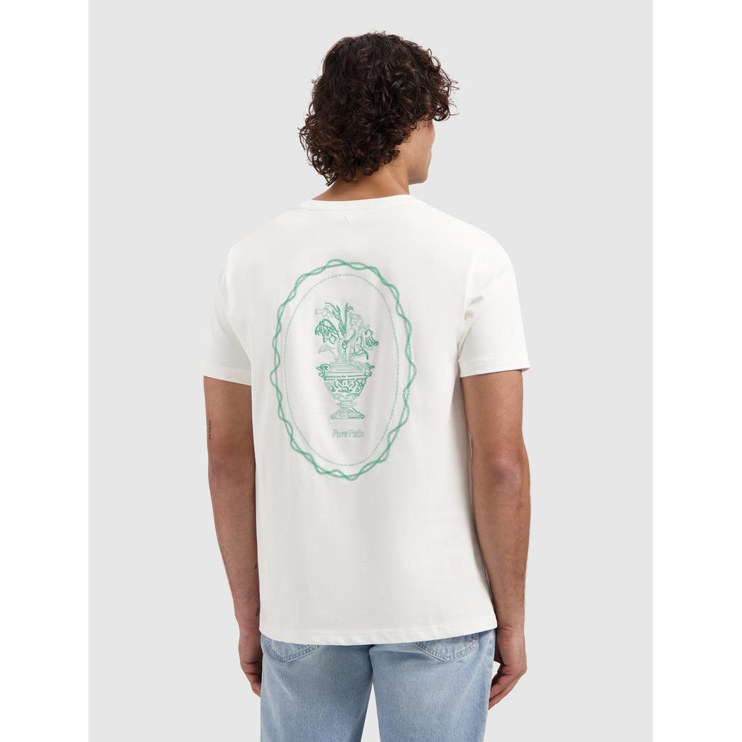 Embroidered Vase T-shirt Off White-Pure Path-Mansion Clothing